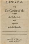 TOMKIS, THOMAS.  Lingua: or, The Combat of the Tongue, and the five senses for Superiority. A pleasant comoedie.  Circa 1615